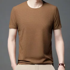 t-shirt för män, t-shirt med rund hals, t-shirt med våffel, t-shirt i bomull, kortärmad t-shirt