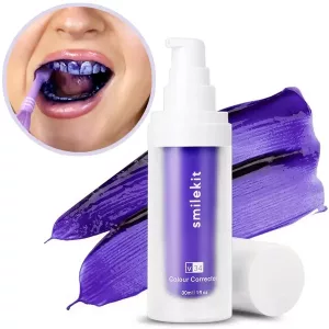 lila blekning tandkräm, lila tandblekning, lila tandkräm