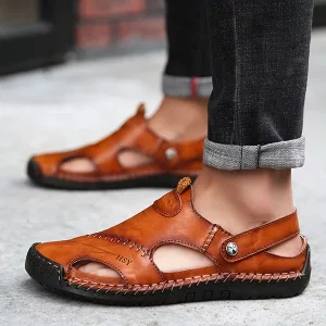 sandaler för herrar, sommarsandaler, lädersandaler, slip on-sandaler