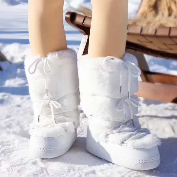 womens snow boots, fluffy fur boots, moon boots, waterproof winter shoes