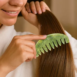 hair comb, wide tooth comb, jade comb, detangle comb, anti static comb