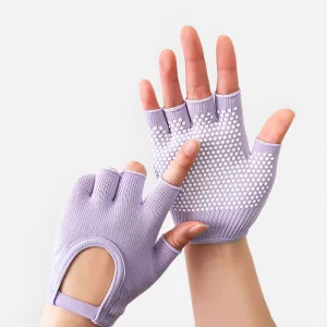 cotton half finger gloves, pilates grip gloves, fingerless sports gloves